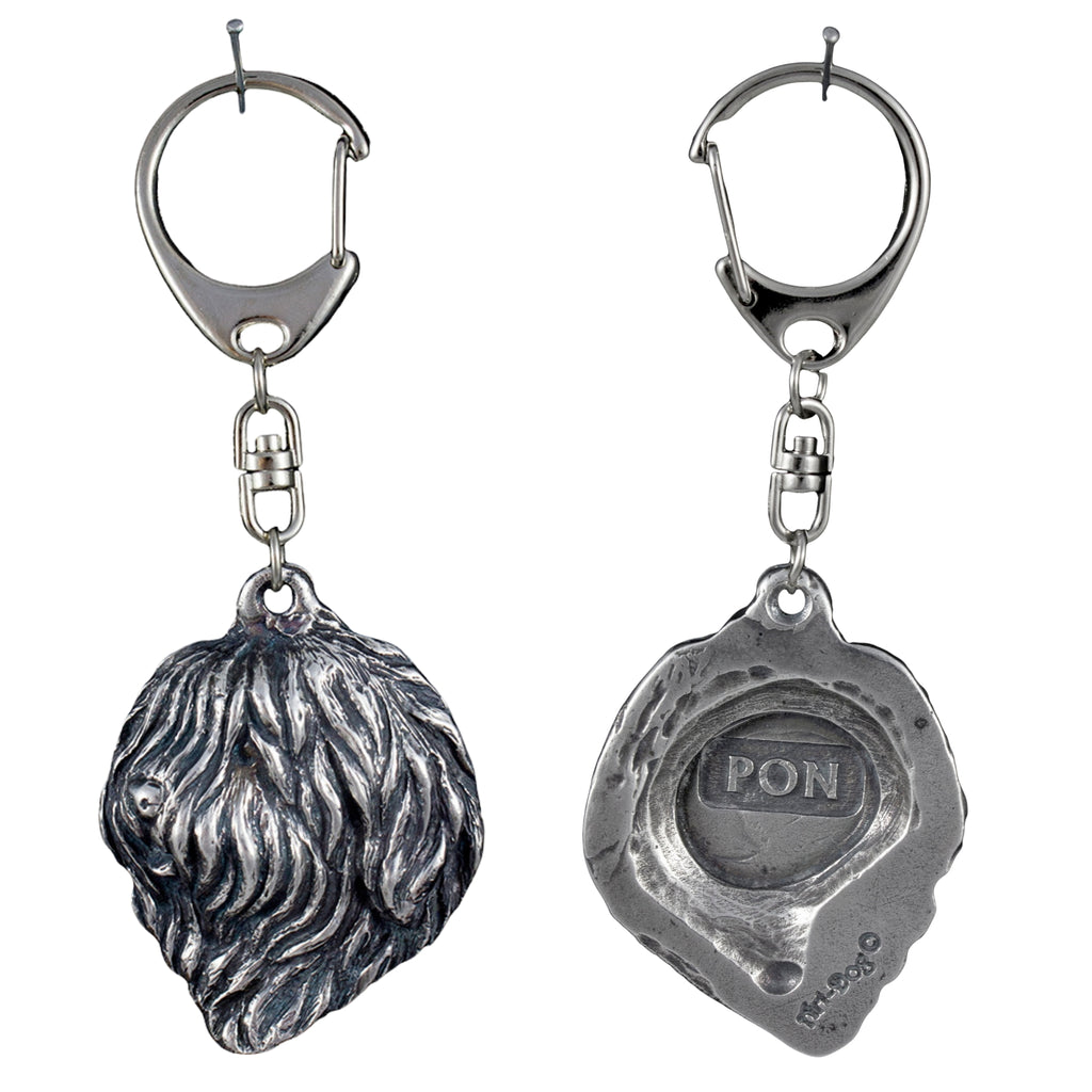 Polish Lowland Sheepdog, PON, Valee Sheepdog - Silver-plated key ring with dog, handbag decoration, backpack pendant by Art-Dog brand
