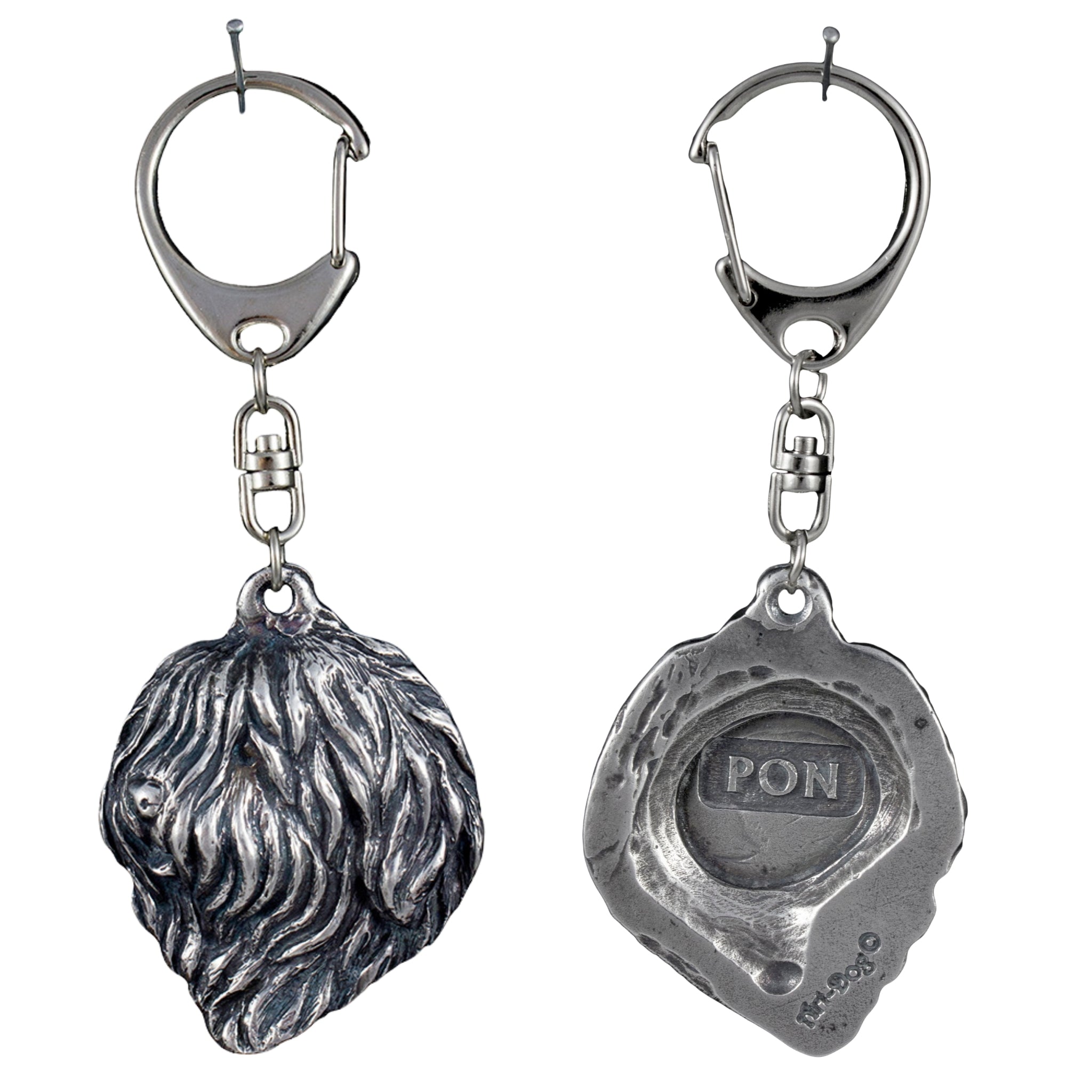 Polish Lowland Sheepdog, PON, Valee Sheepdog - Silver-plated key ring with dog, handbag decoration, backpack pendant by Art-Dog brand