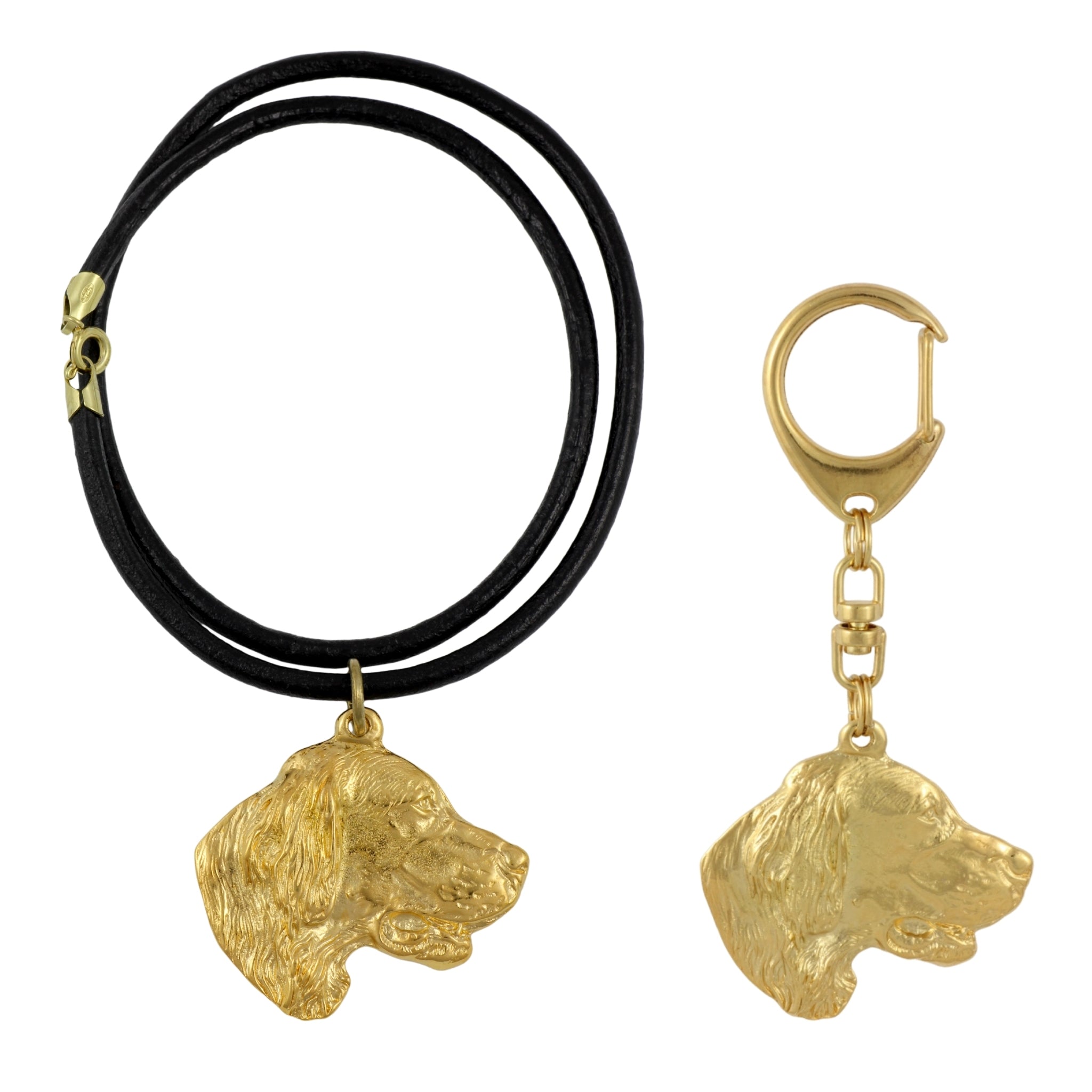 English setter, Lawerack, Laverack - keychain and necklace with a dog in a box, high-quality gold-plated product, Art-Dog brand