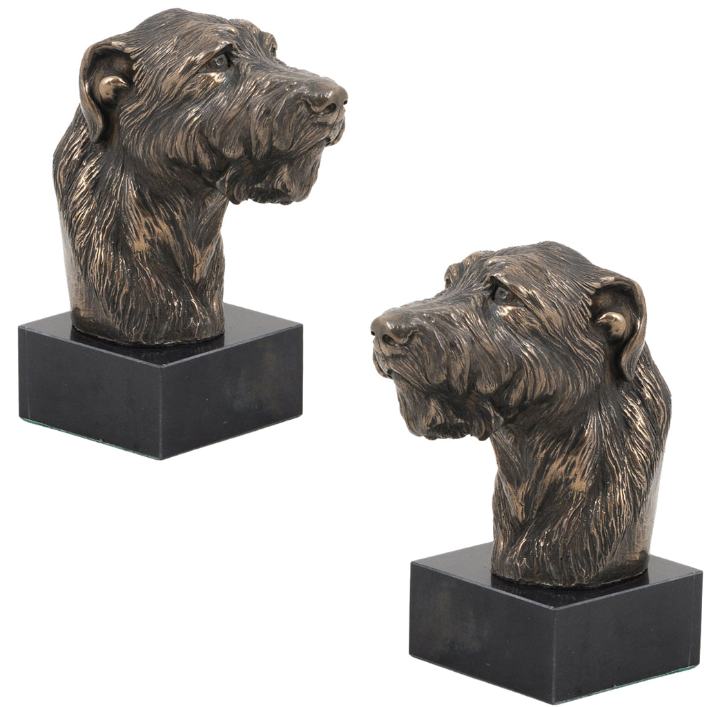 Irish Wolfhound - Dog statue, bust on stone base, sculpture, trophy for dog show by Art-Dog brand