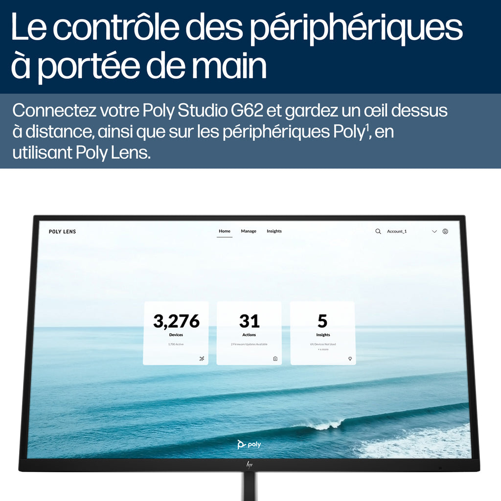 HP Poly Système de Visioconférence Poly Studio G62 avec Kit de Plaque de Montage