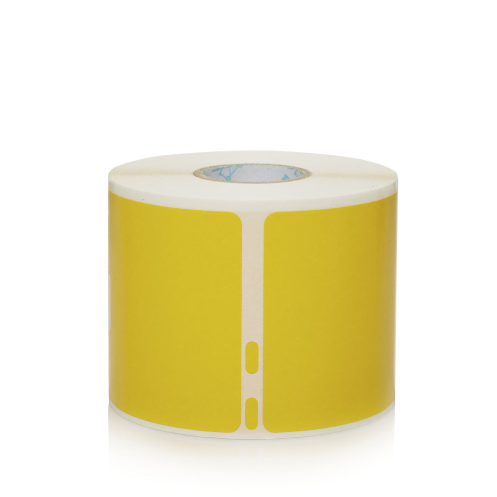 DYMO LW grandes étiquettes authentiques d'expédition / insignes de nom authentiques | Impression noire sur étiquette jaune | 54 mm x 101 mm | Auto-adhésif | Rouleau de 220