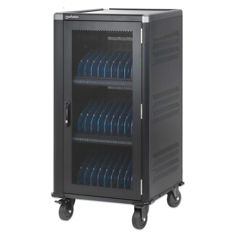 Manhattan Chariot de charge USB-C 65W pour 30 ordinateurs portables (jusqu’à 16"), compatible avec ordinateurs portables