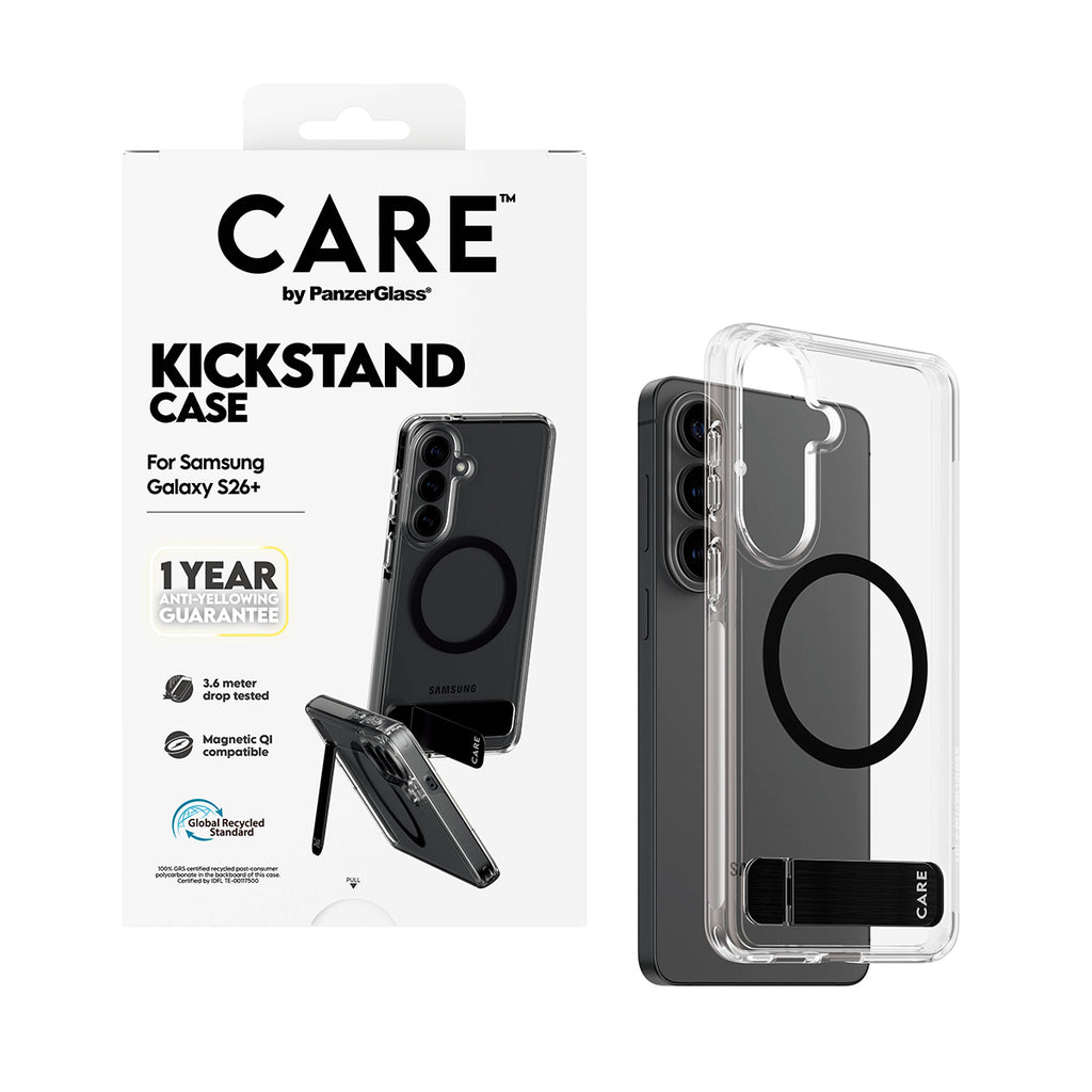 PanzerGlass CARE Kickstand Case Transparent avec Qi pour Samsung Galaxy S26+