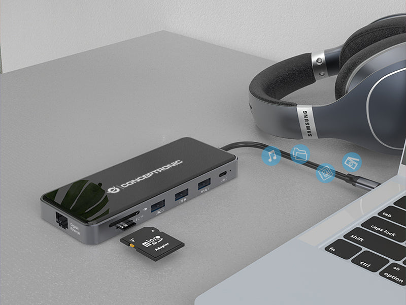 Conceptronic DONN15G Station d'accueil USB 3.2 Gen 1 Type-C, Gris