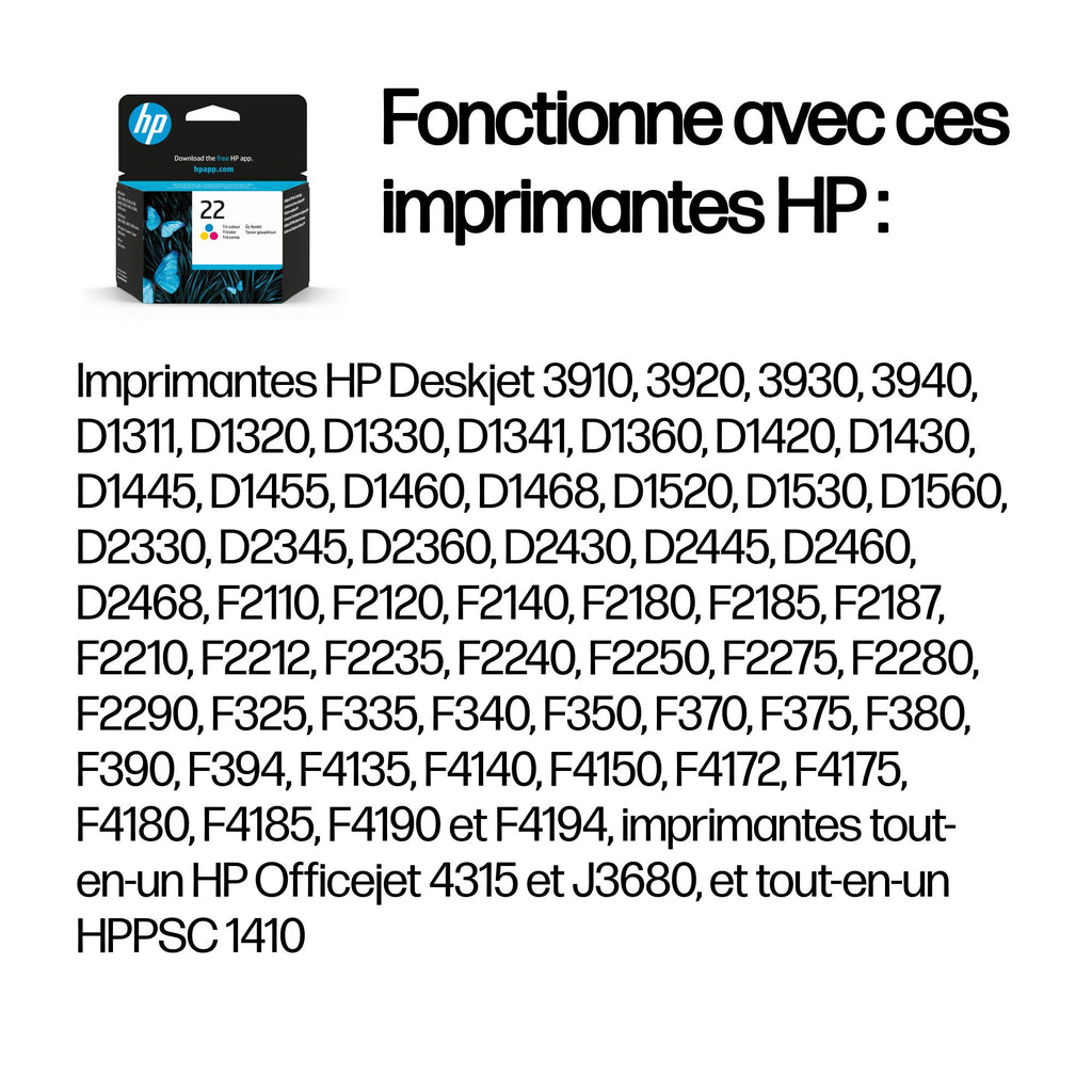 HP HP 22 cartouche d'encre trois couleurs authentique