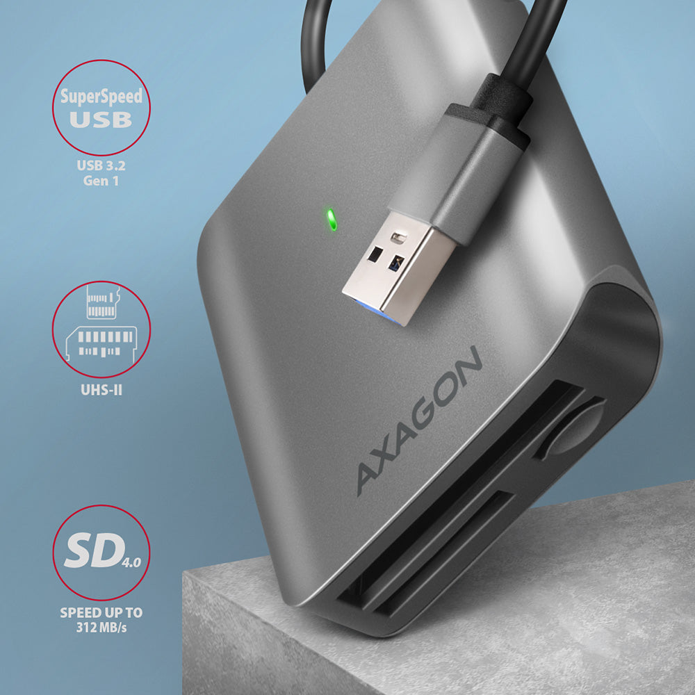 Axagon CRE-S3 External card reader USB-A 3.2 Gen 1 3-slot & lun SD/microSD/CF lecteur de carte mémoire USB 3.2 Gen 1 (3.