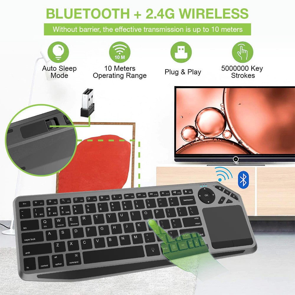Techly ICTB9801TB clavier Universel RF sans fil + Bluetooth QWERTY Anglais américain Noir - vue 5