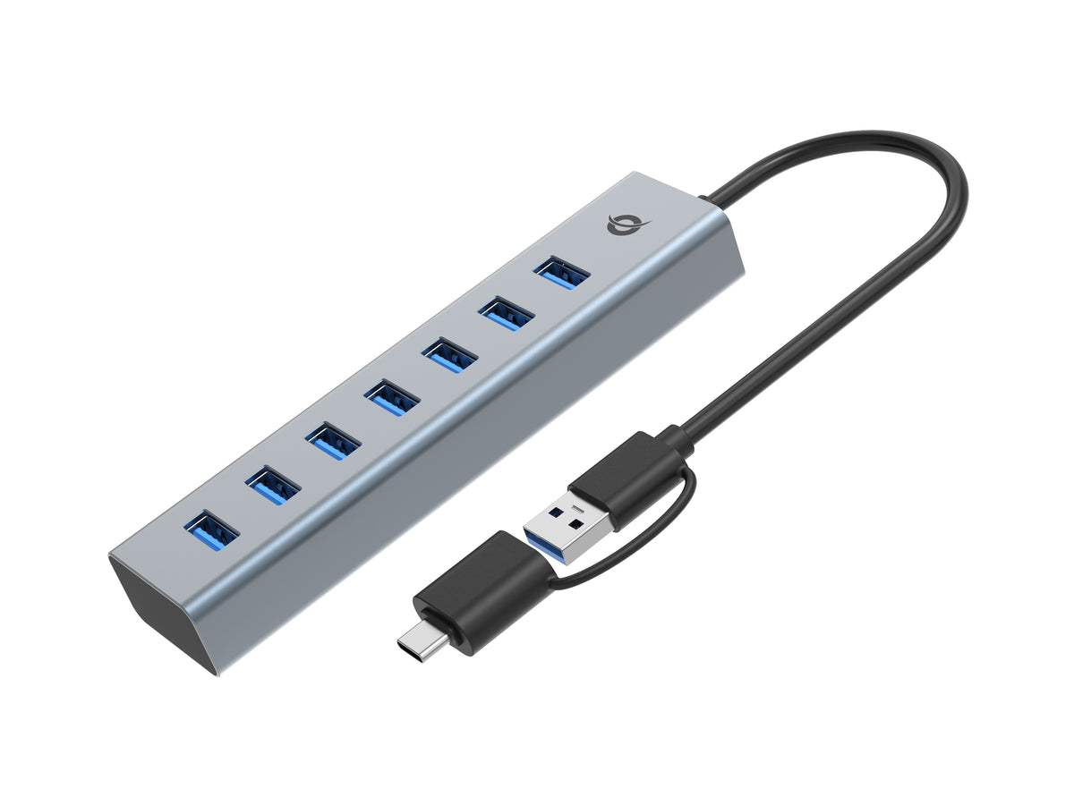 Conceptronic HUBBIES21G Hub USB 3.2 Gen 1 Type-A 5000 Mbit/s, Gris