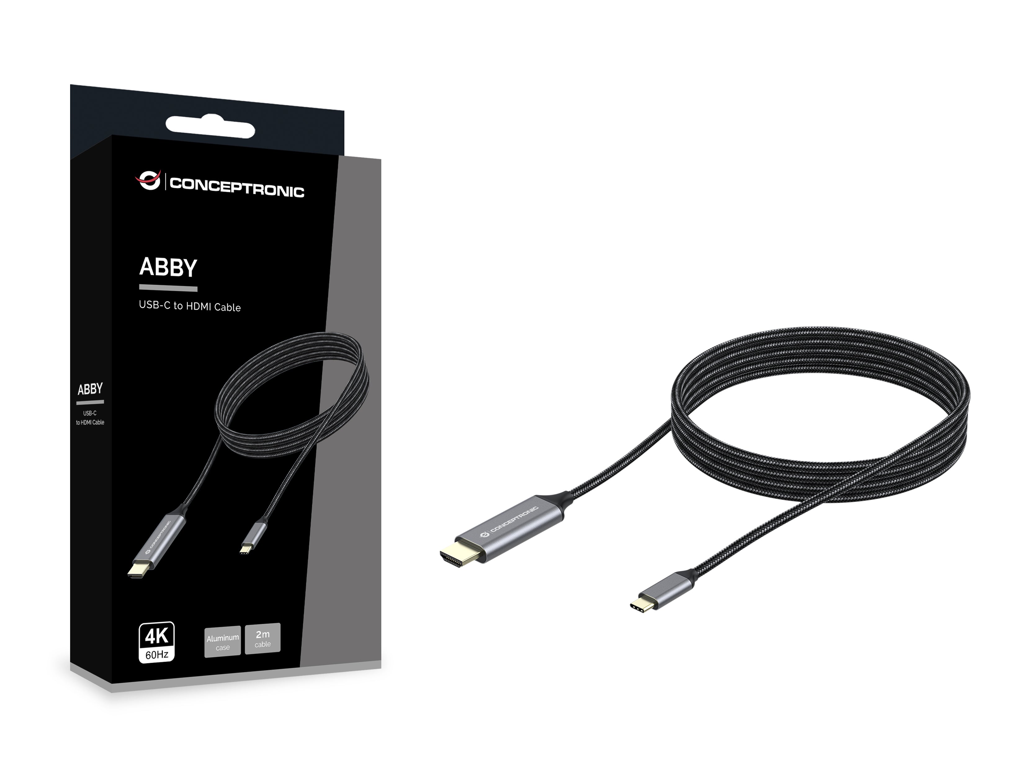 Conceptronic ABBY10G câble vidéo et adaptateur 2 m USB Type-C HDMI Gris