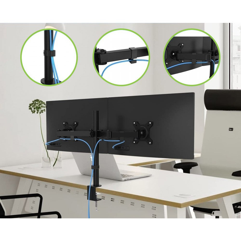 Techly ICA-LCD 482-D support d'écran plat pour bureau 68,6 cm (27") Noir
