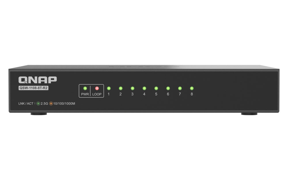 QNAP QNAP QSW-1108-8T-R2 commutateur réseau Non-géré 2.5G Ethernet (100/1000/2500) Bureau Noir