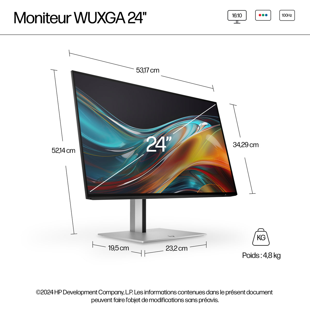 HP Series 7 Pro Moniteur WUXGA 24 pouces 724pn sans PVC
