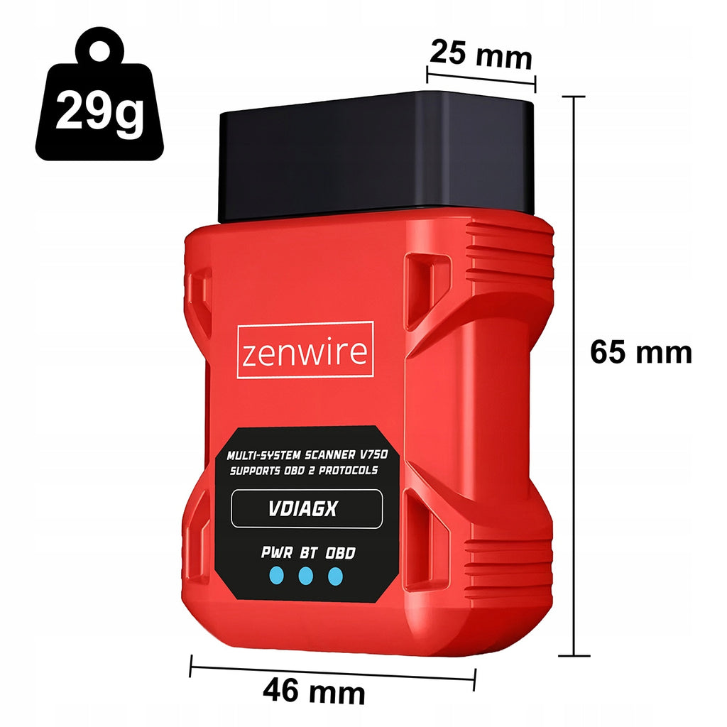 Interface de test et de diagnostic OBD2 ELM327 pour voiture VDiagX V016 Zenwire