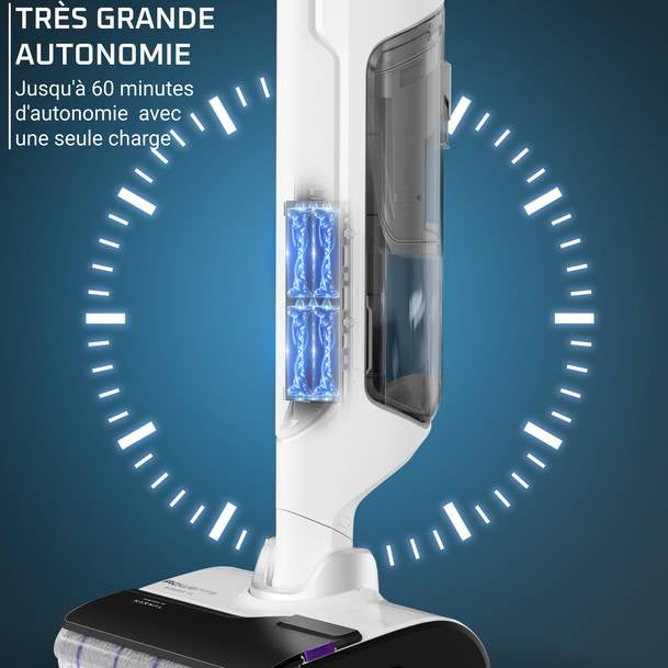 Rowenta X Clean 10 Aspirateur-balai 2 en 1 Batterie Sec&humide Sans sac 200 W Argent, Blanc