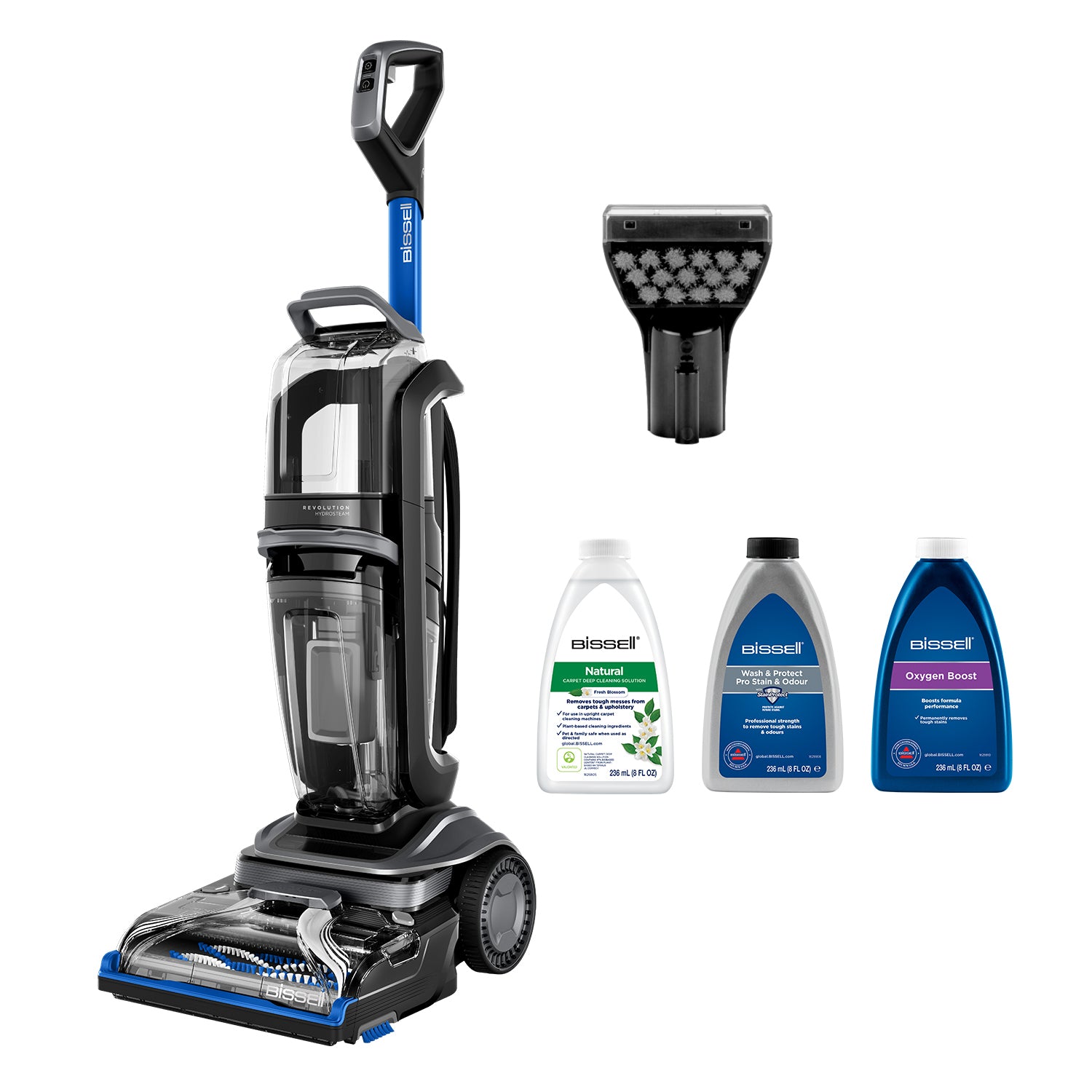 Bissell Revolution HydroSteam machine de nettoyage de tapis Marcher derrière Profond Noir, Bleu, Titane