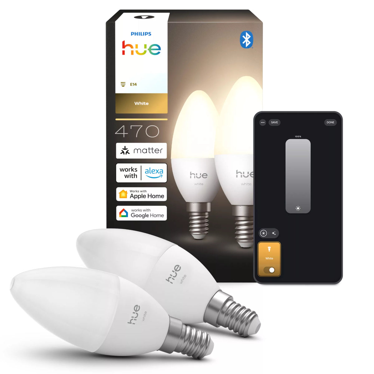 Philips Hue White Flamme B39 - Ampoule LED connectée E14