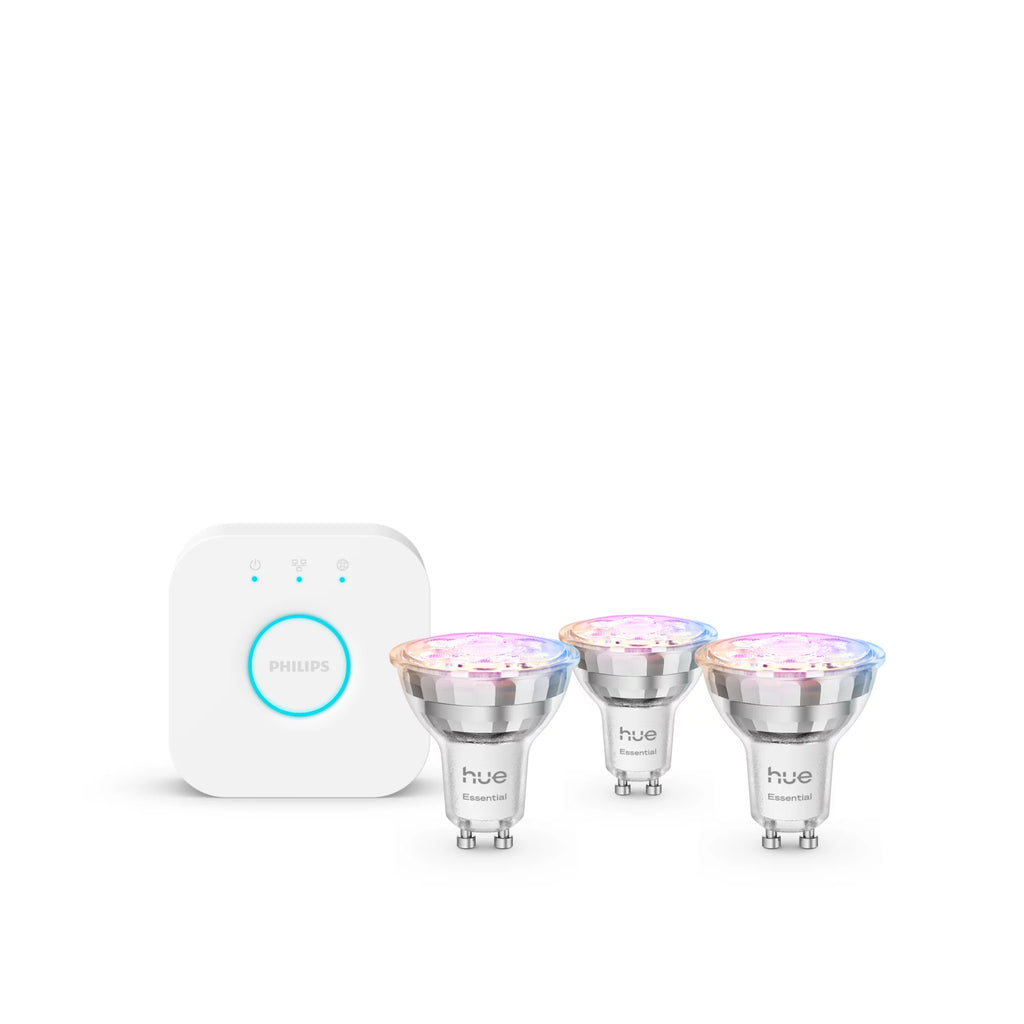 Philips Hue White and Color ambiance Kit de démarrage Essential : 3 ampoules connectées GU10 (345 lm)