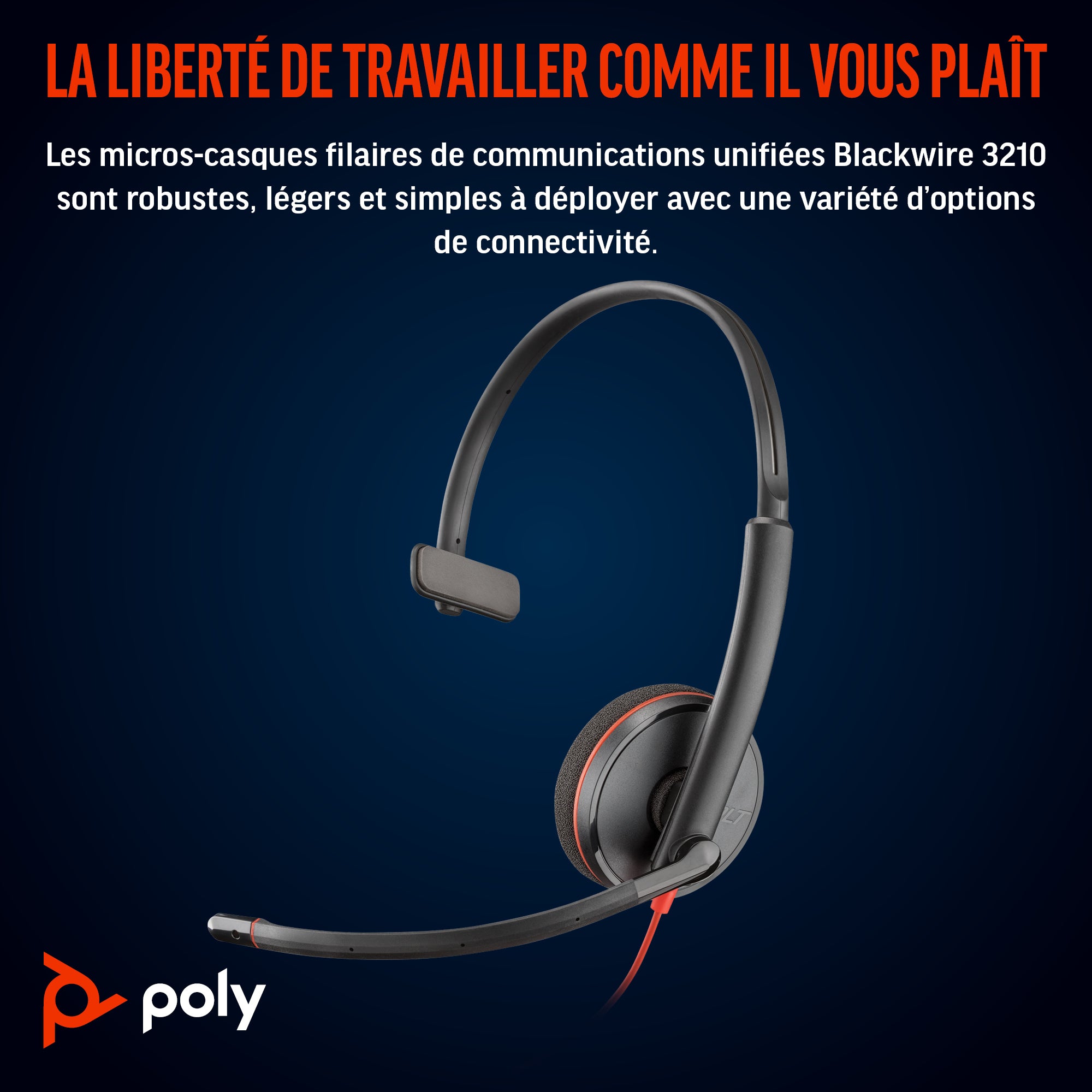 HP Poly Micro-casque Poly Blackwire 3210 monaural USB-C + adaptateur USB-C/A