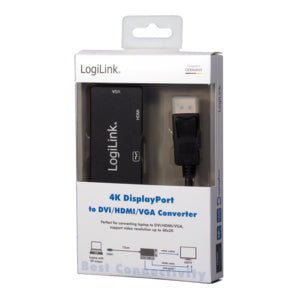 LogiLink CV0109 câble vidéo et adaptateur 0,15 m DisplayPort VGA + HDMI + DVI Noir