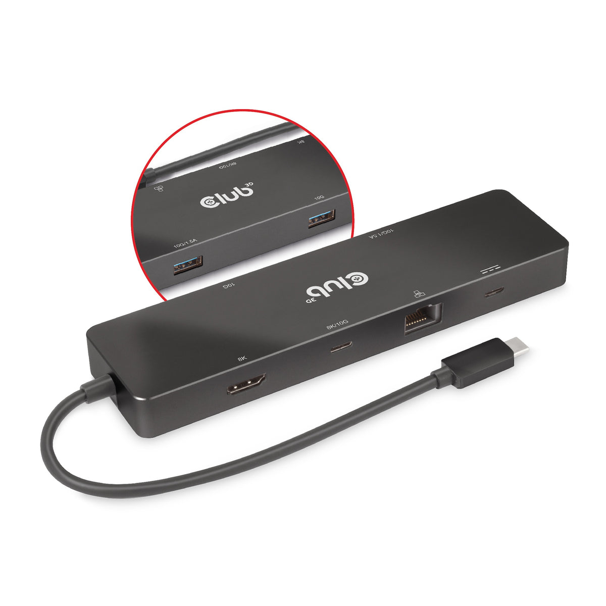 CLUB3D CSV-1584 Station d'accueil USB 3.2 Gen 2 Type-C, Noir