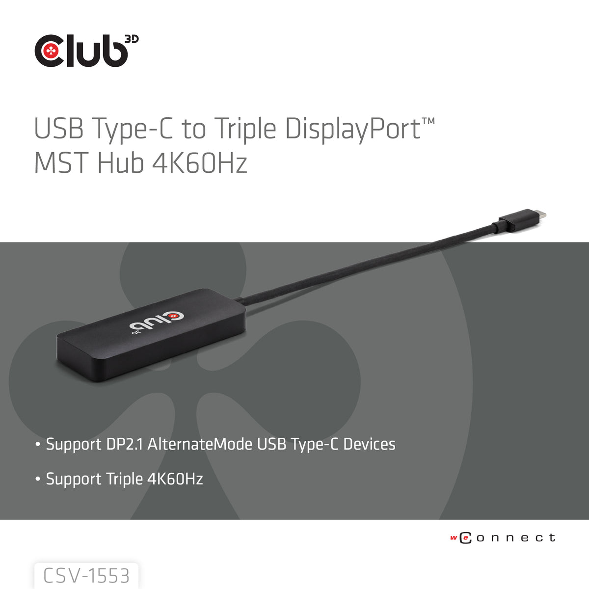 CLUB3D Hub MST USB-C vers Triple DisplayPort 4K60Hz