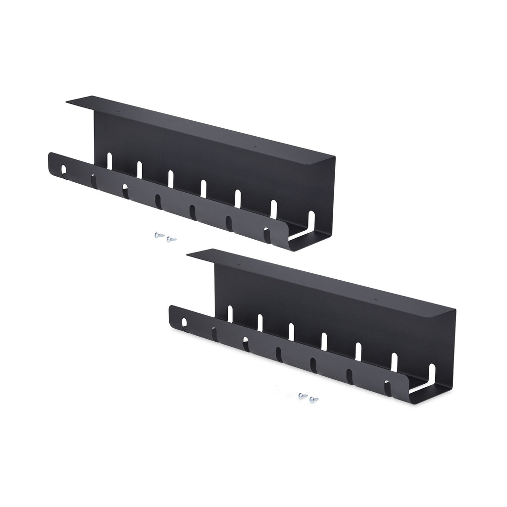 StarTech.com Lot de 2 Bacs de Gestion des Câbles sous Bureau, Longueur 106cm (53cm par Plateau), Organiseur de Câbles Métallique à Fentes, Installation par Vis, Support pour Multiprise, Noir, TAA