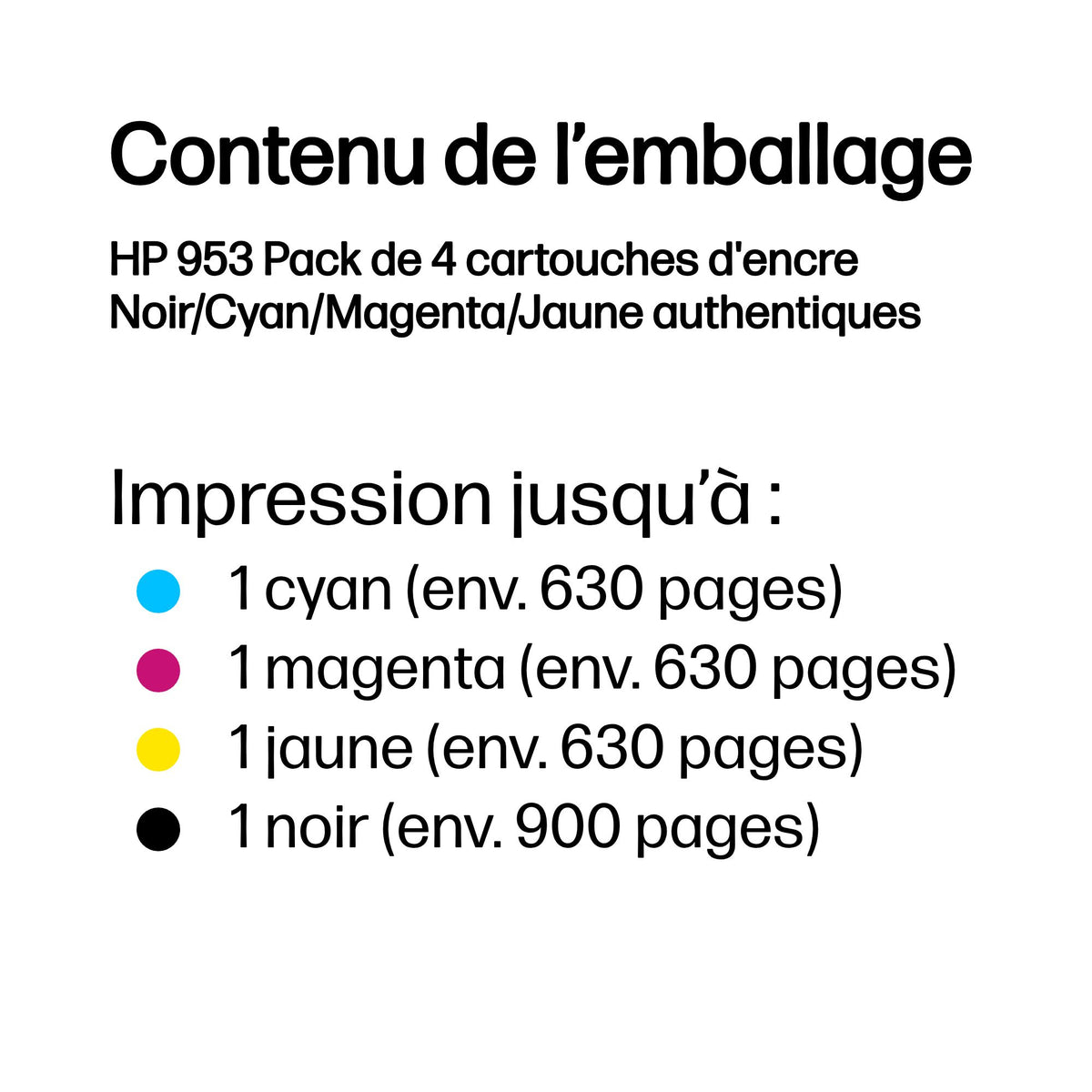 HP 953 Pack de 4 cartouches d'encre Noir/Cyan/Magenta/Jaune authentiques - vue 3