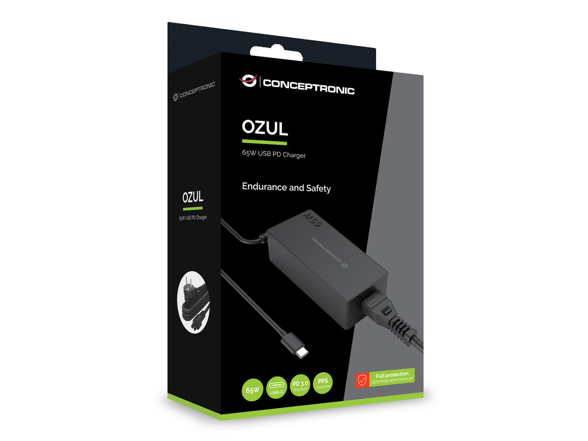 Conceptronic OZUL09BE adaptateur de puissance & onduleur Intérieure 65 W Noir
