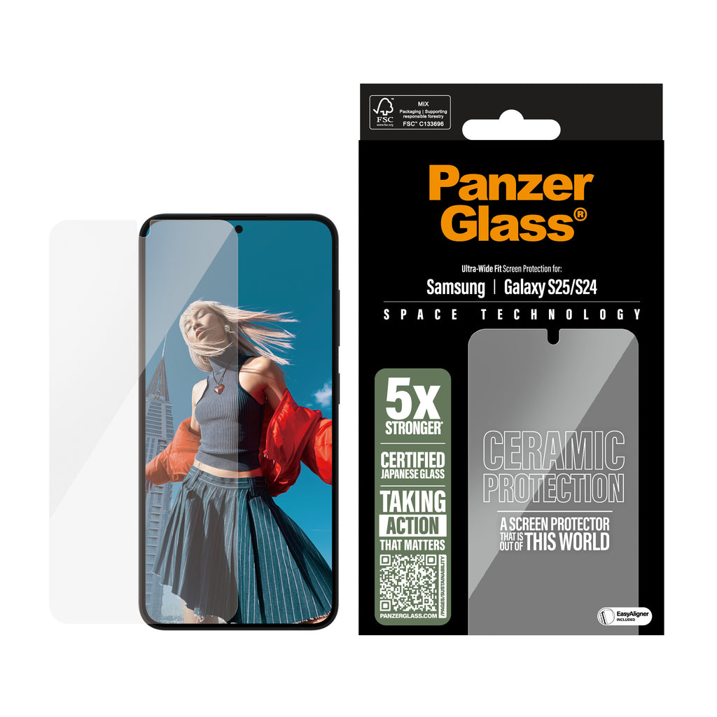 PanzerGlass ® Ceramic Screen Protector Samsung Galaxy S25 | S24 | Ultra-Wide Fit w. EasyAligner Protection d'écran transparent 1 pièce(s)