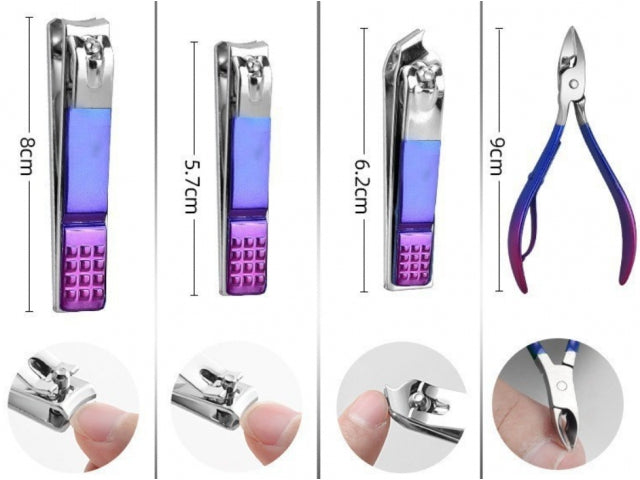 PROFESJONALNY ZESTAW PEDICURE MANICURE 18 ELEMENTÓW DO PIELĘGNACJI PAZNOKCI