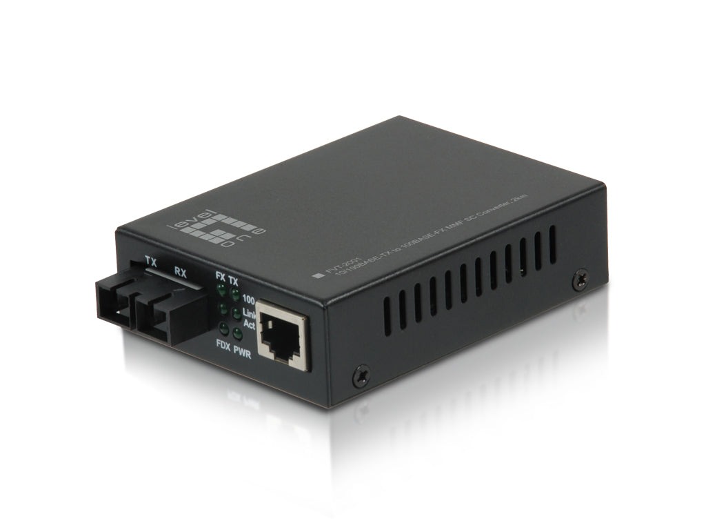 LevelOne FVT-2001 convertisseur de support réseau 100 Mbit/s 1310 nm Multimode Noir