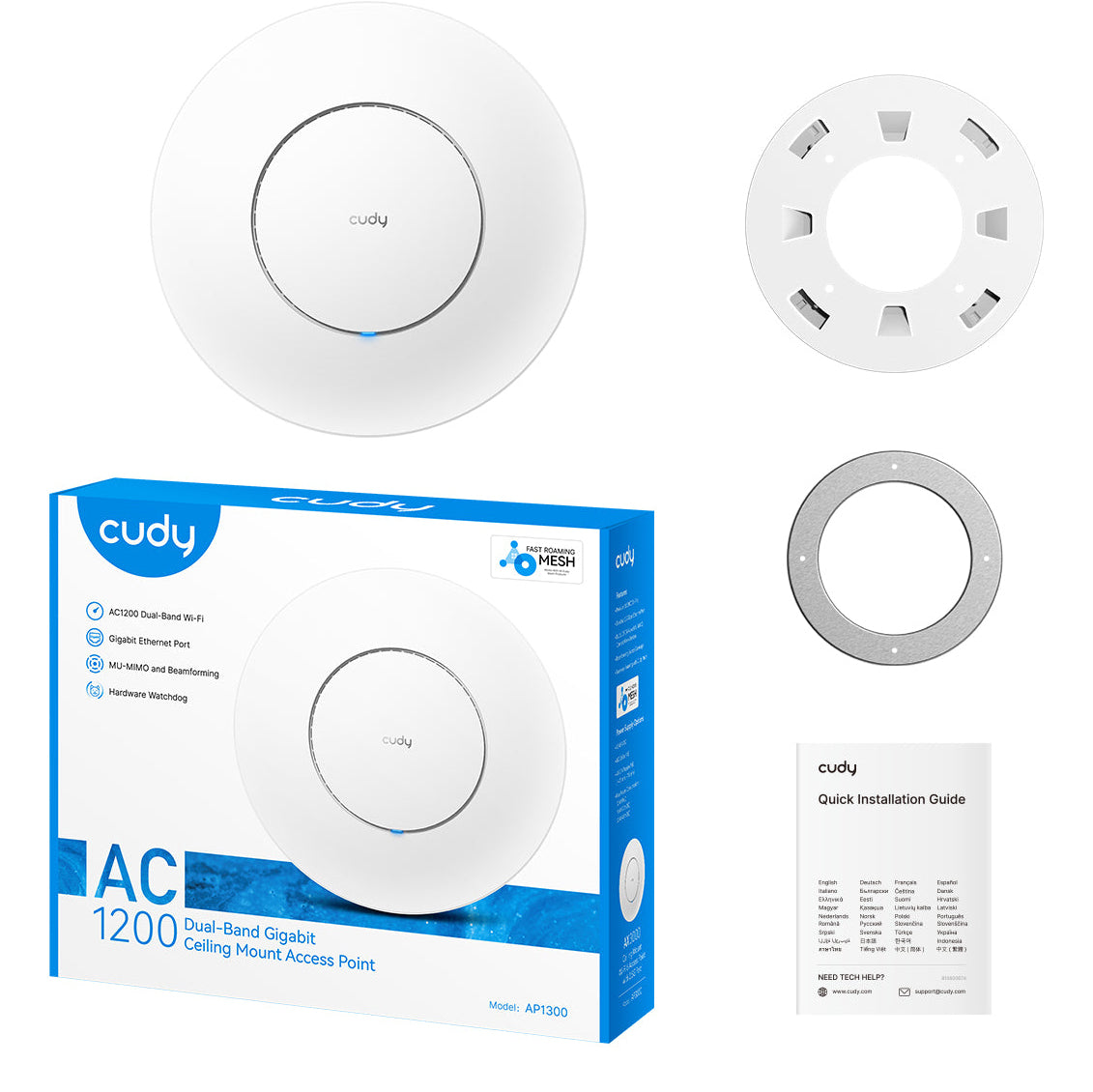 Cudy AC1300 867 Mbit/s Blanc Connexion Ethernet, supportant l'alimentation via ce port (PoE)