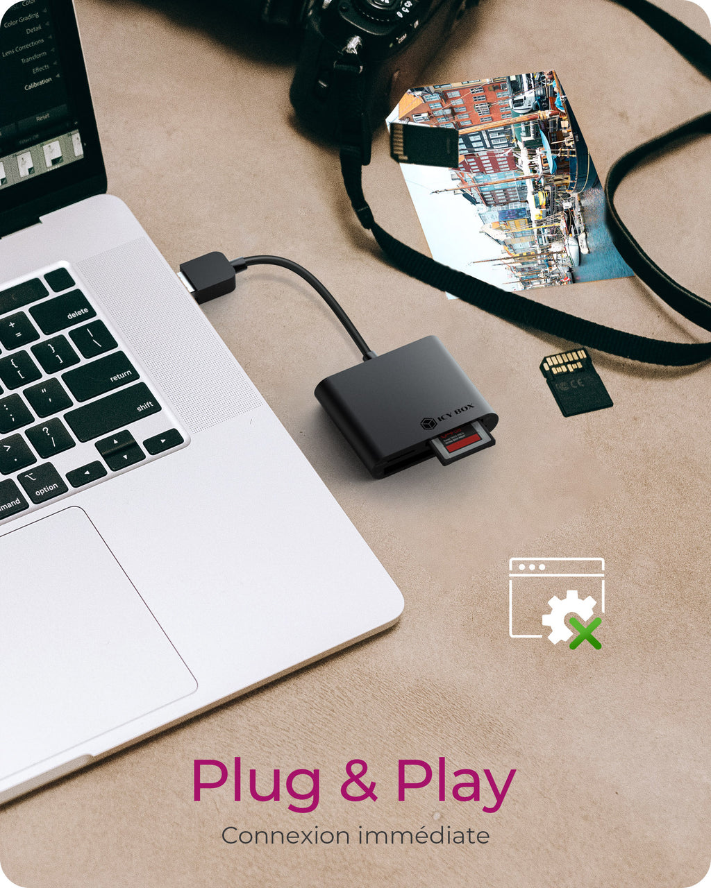 ICY BOX IB-CR301-U3 lecteur de carte mémoire USB 3.2 Gen 1 (3.1 Gen 1) Noir