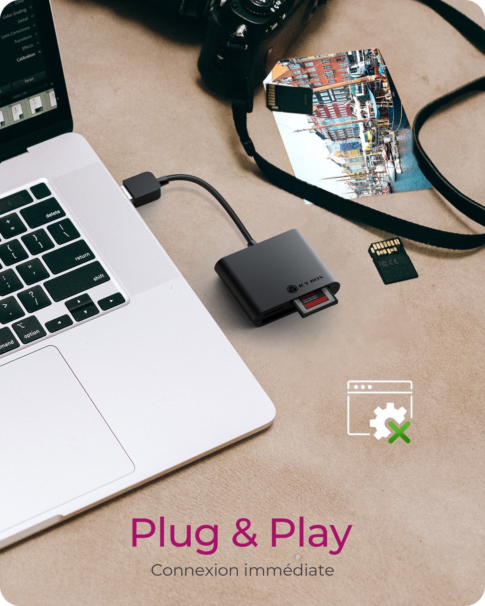 ICY BOX IB-CR301-U3 lecteur de carte mémoire USB 3.2 Gen 1 (3.1 Gen 1) Noir