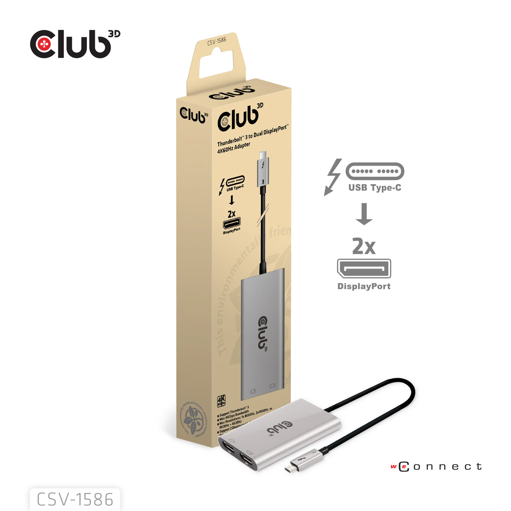 CLUB3D CSV-1586 Hub et Concentrateur Thunderbolt 3 40 Gbps, Argent