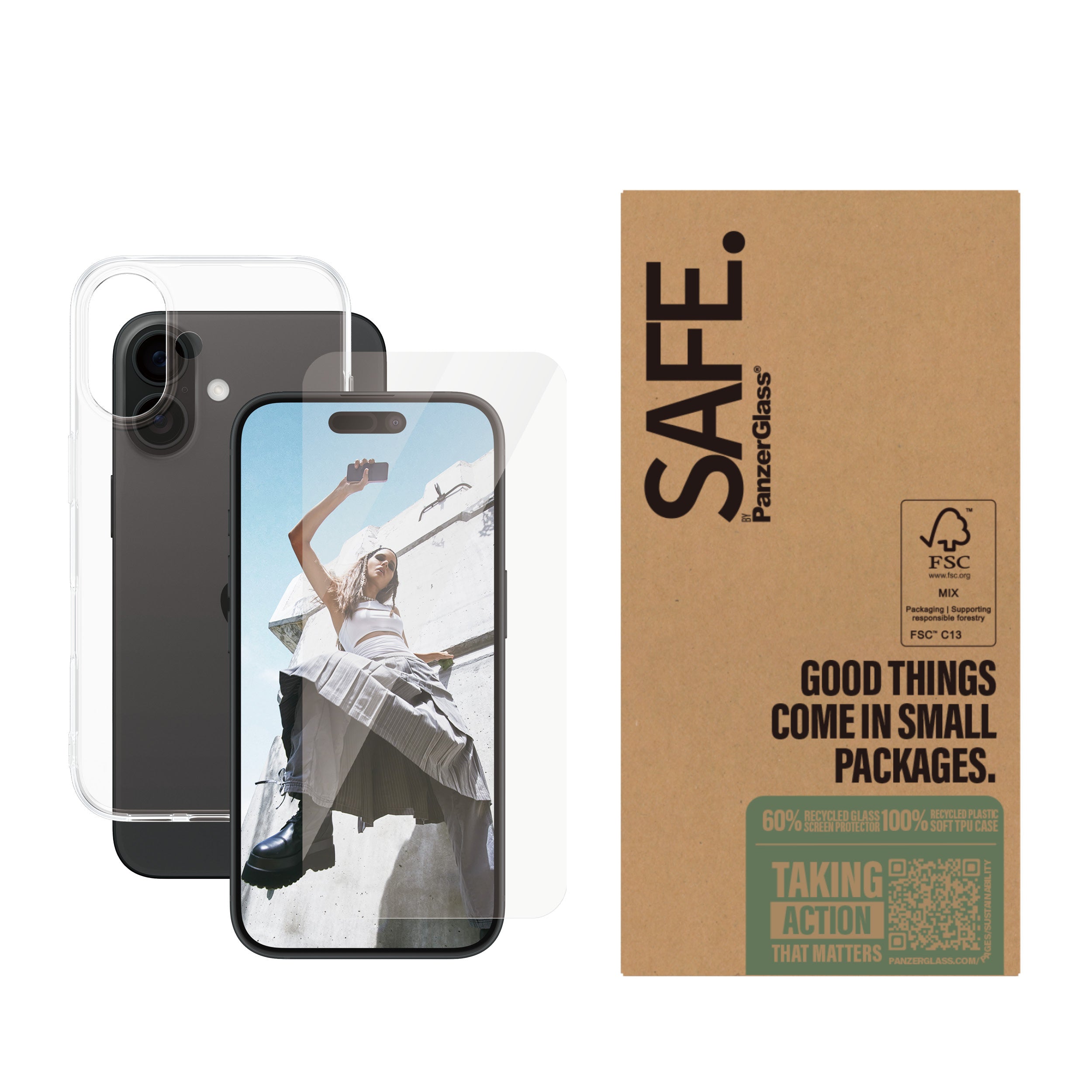 PanzerGlass SAFE. by ® 2-in-1 Protection Bundle iPhone 16 | Bulk Protection d'écran transparent Apple 50 pièce(s)