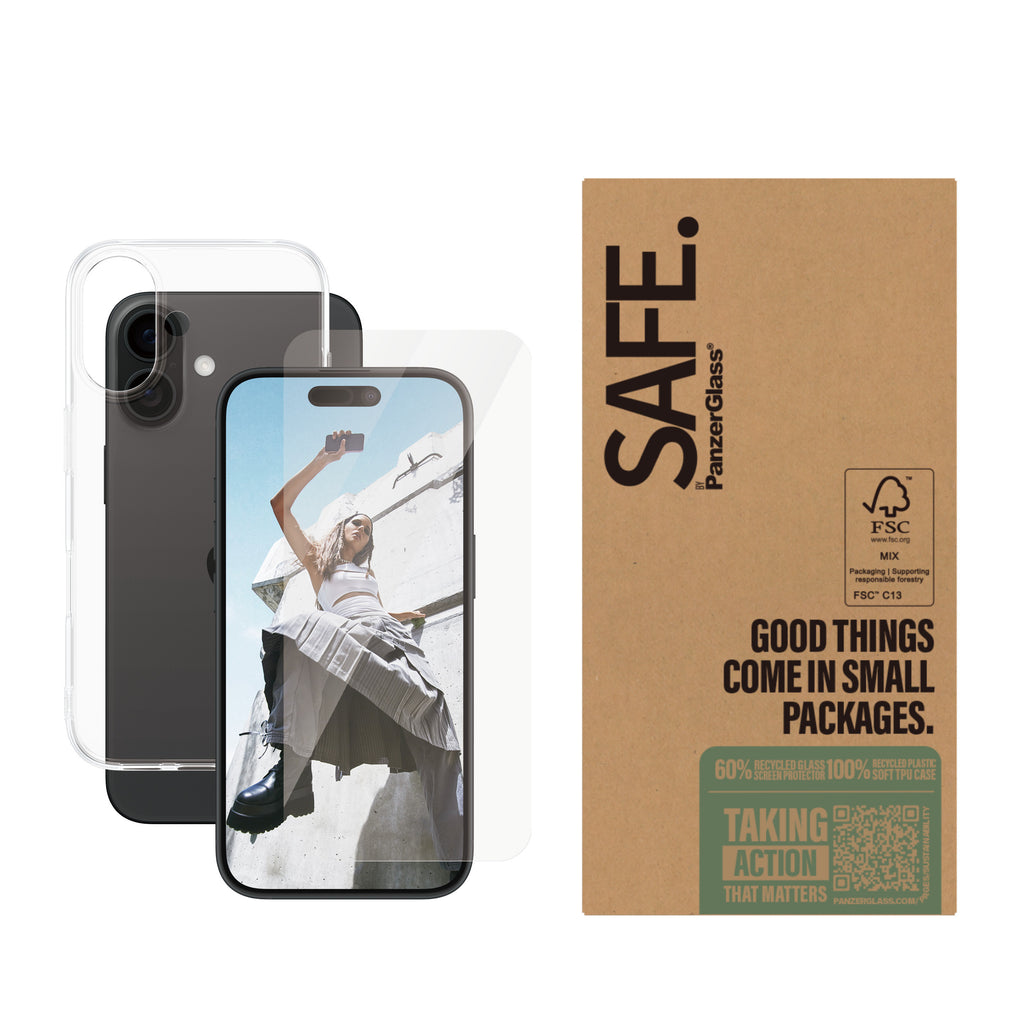PanzerGlass SAFE. by ® 2-in-1 Protection Bundle iPhone 16 | Bulk Protection d'écran transparent Apple 50 pièce(s)