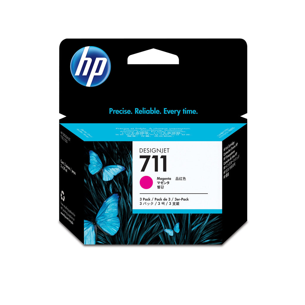 HP 711 Pack de 3 Cartouches d'Encre Magenta, 29 ml pour DesignJet