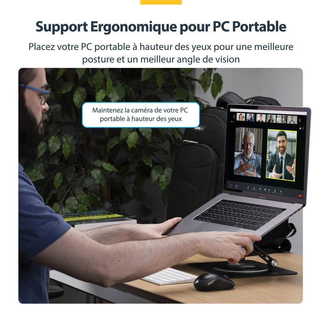 StarTech.com Support Rotatif pour PC Portable, Base Pivotante à 360&deg;, Support Rotatif pour Bureau, Hauteur et Inclin