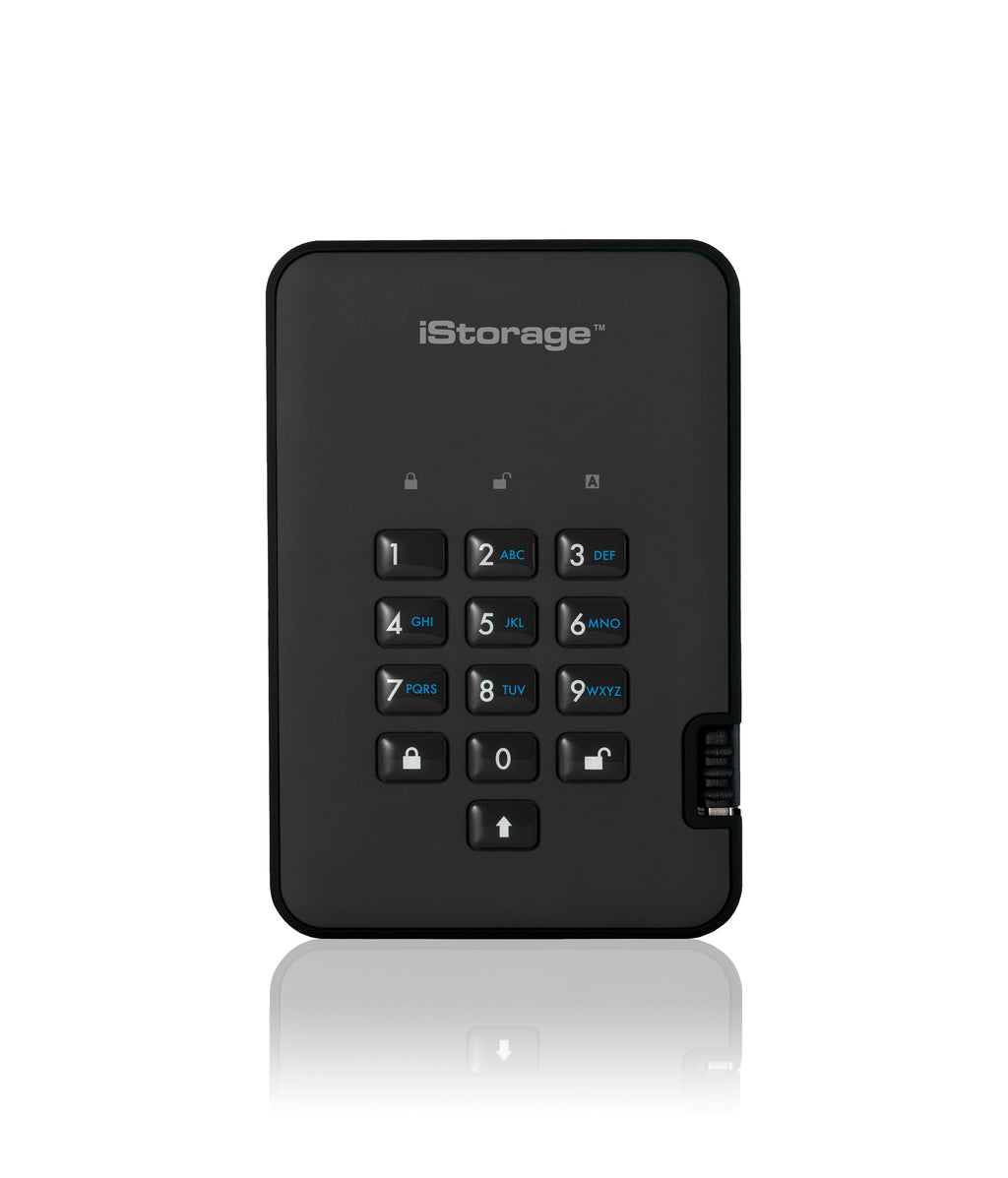 iStorage diskAshur2 256-bit 1TB USB 3.2 secure encrypted hard drive - Black IS-DA2-256-1000-B