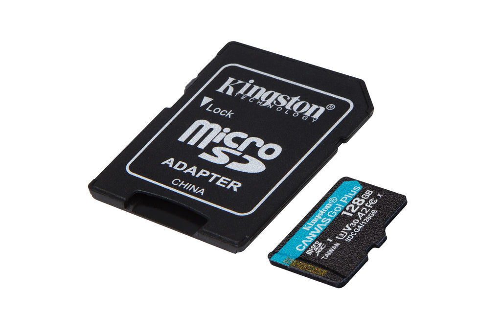 Kingston Technology Carte microSDXC Canvas Go Plus Gen4 200 Mo/s A2 U3 V30 128 Go + adaptateur