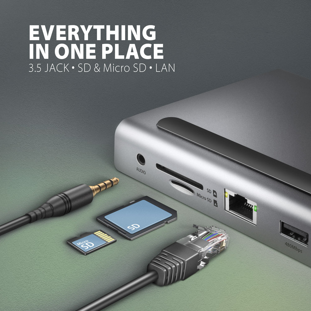 Axagon HMC-4KX3 station d'accueil Avec fil USB 3.2 Gen 1 (3.1 Gen 1) Type-C Gris - vue 7