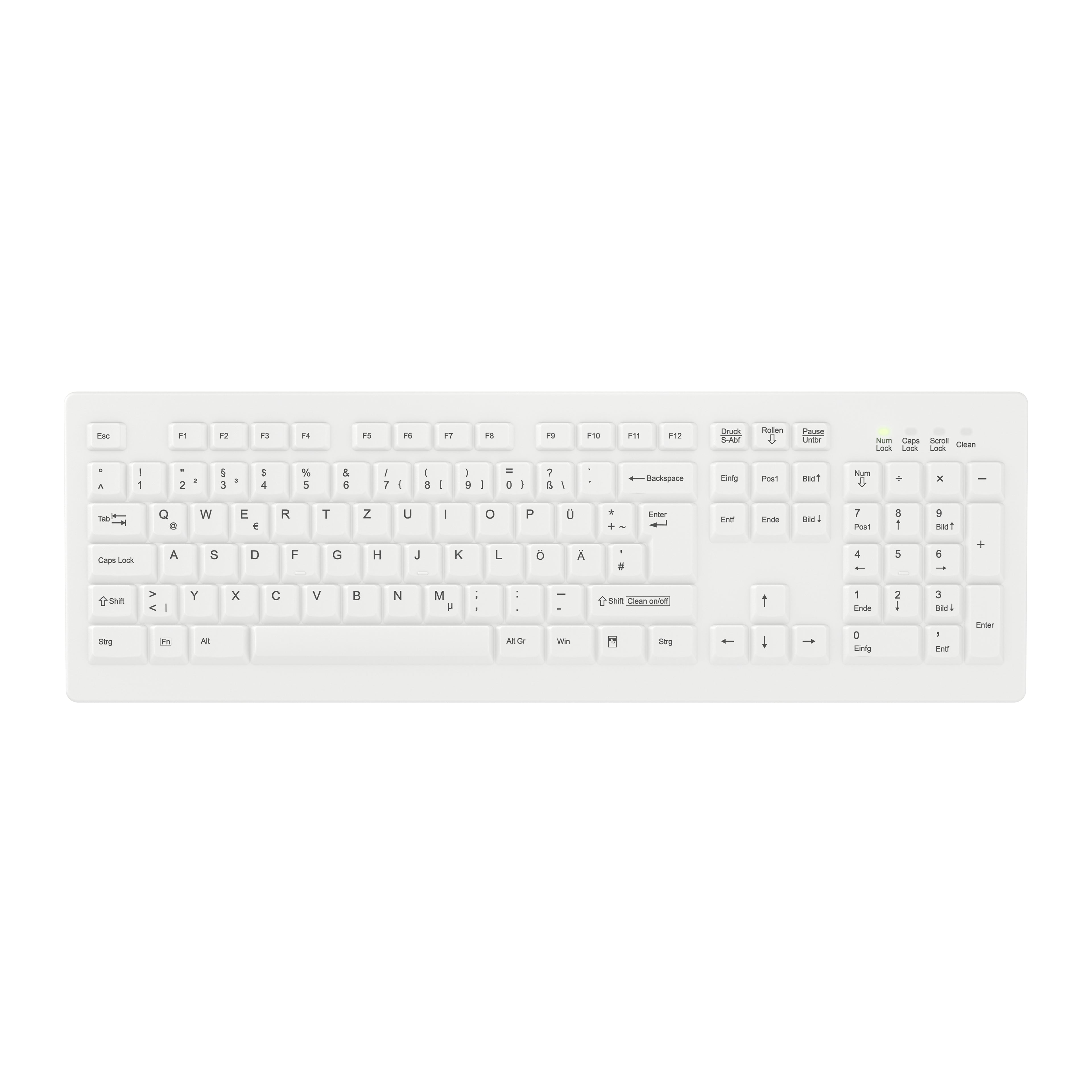 Contour Design Active Key AK-C8100F-FU1-W/GE clavier Médical RF sans fil QWERTZ Allemand Blanc