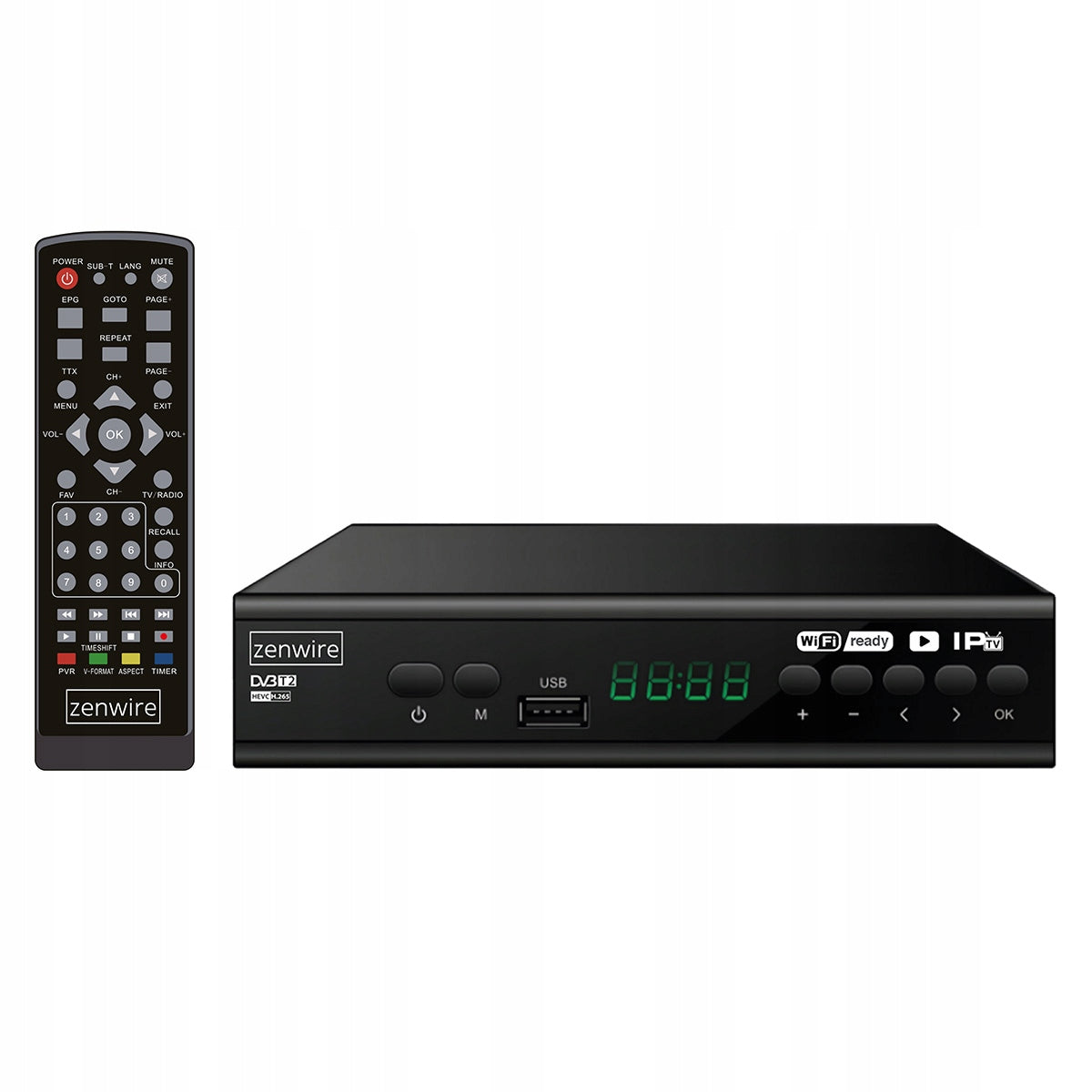Récepteur satellite DVB-T2 HEVC H.265 Full HD pour la télévision terrestre avec port USB, Zenwire DVB-T2 001