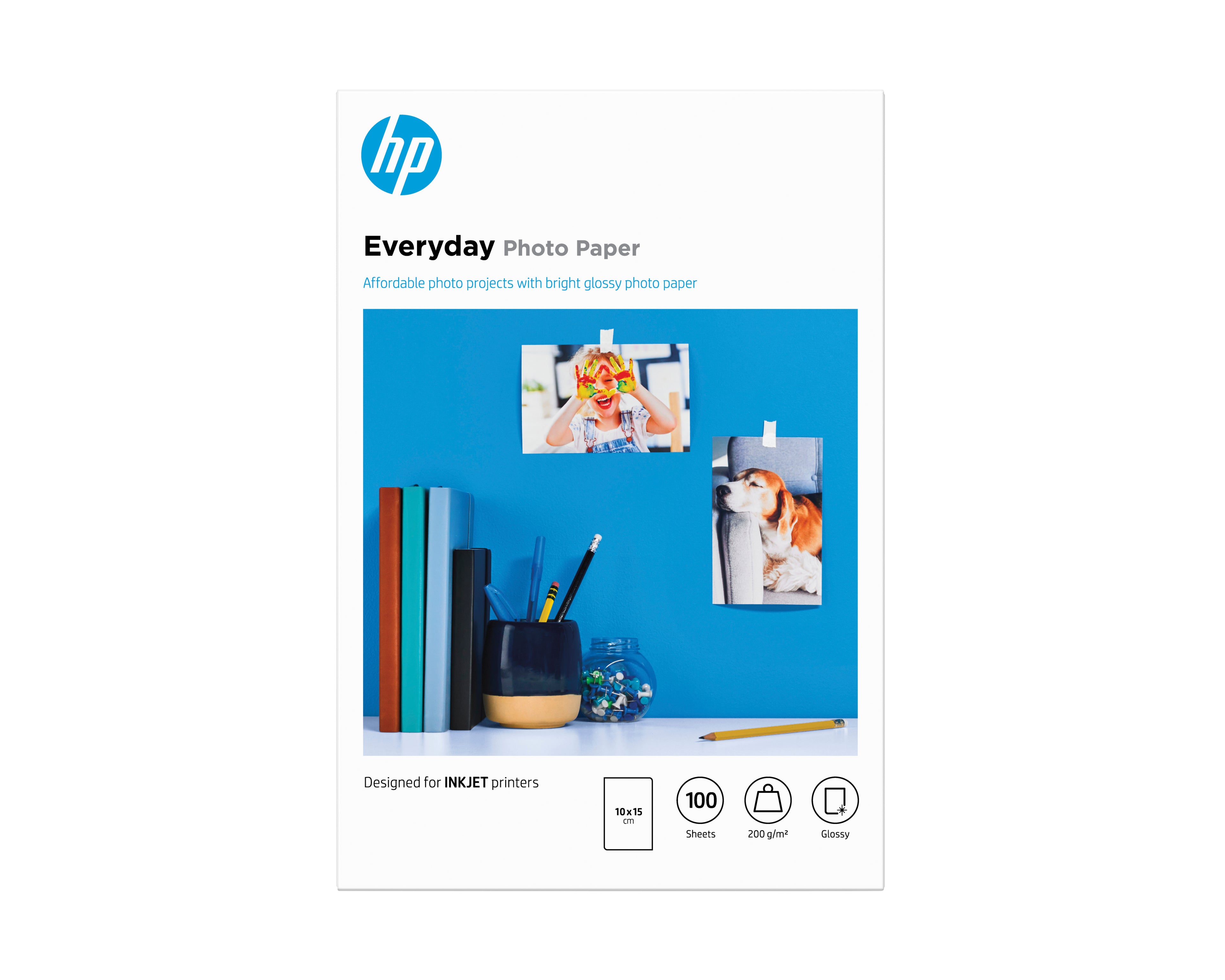 HP Papier photo Everyday, brillant, 200 g/m2, 10 x 15 cm (101 x 152 mm), 100 feuilles