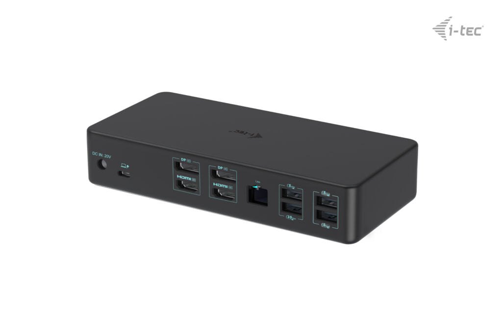 i-tec Station d'accueil Professionnelle Dual 4K Generation 2, USB 3.0 / USB-C / Thunderbolt 3, Power Delivery 100W