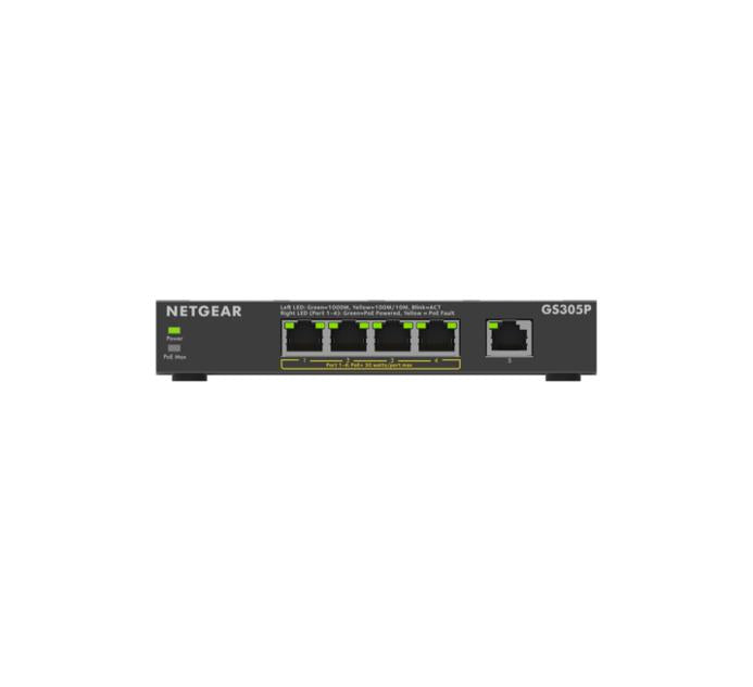 NETGEAR GS305Pv3 Switch Gigabit Ethernet Non-géré 5 Ports PoE, Noir