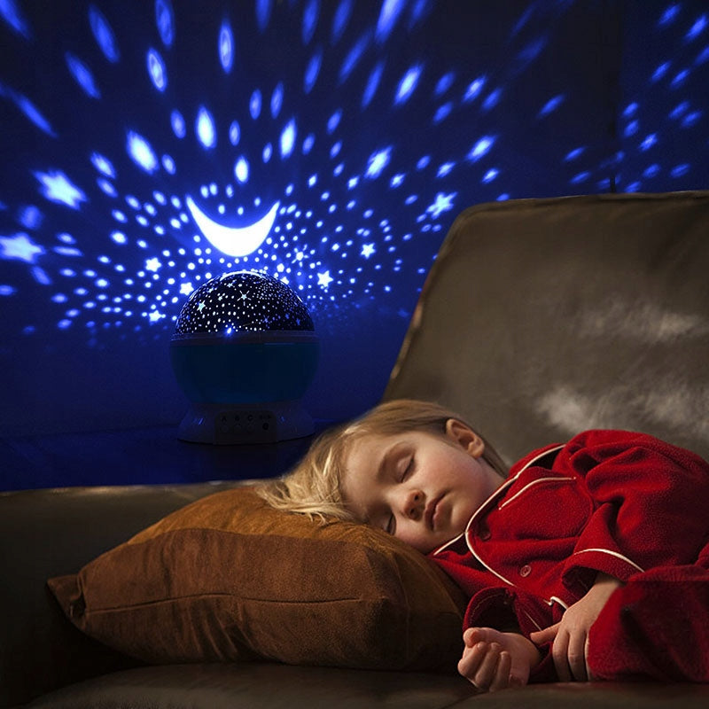 LAMPKA NOCNA PROJEKTOR GWIAZD NIEBA OBROTOWA RÓŻOWA 2W1 DLA DZIECI