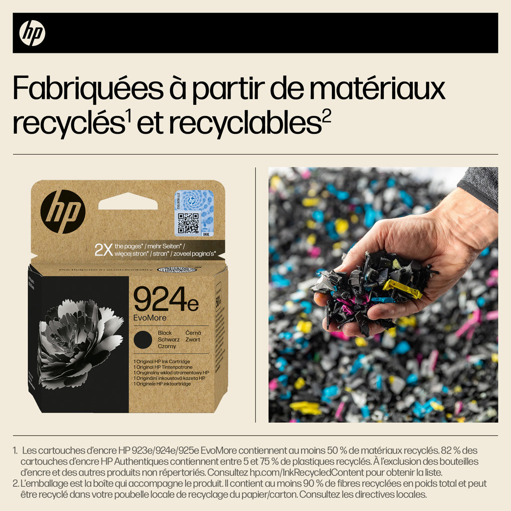 HP 924e Cartouche d’encre authentique Noir EvoMore